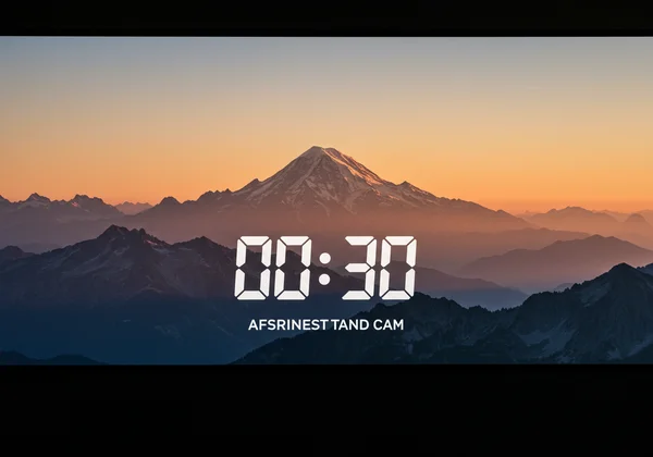 Workout timer with an inspiring mountain landscape background