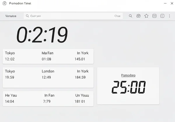 Digital clock interface with world times and a timer