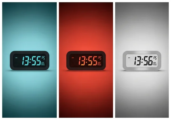 Digital clocks showing different colors for focus, and creativity