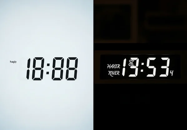 Digital clock showing readable monospaced and sans-serif fonts