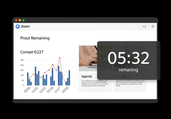 带有数字时钟叠加的 Zoom 会议