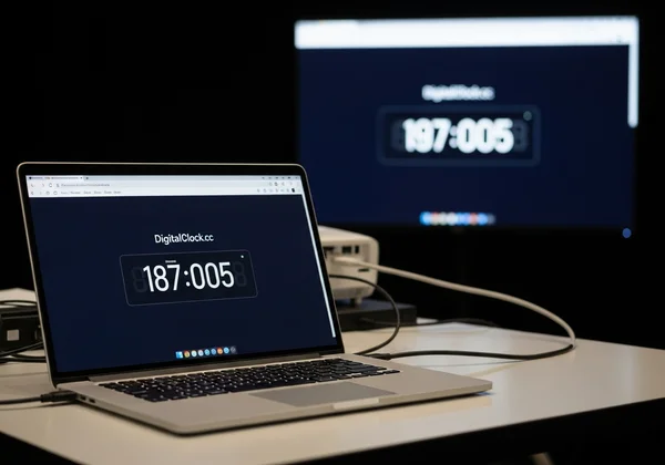 笔记本电脑连接投影仪显示数字时钟